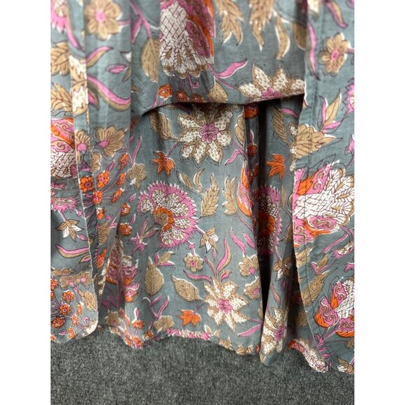 Made In India Cotton Midi Shirt Dress MED Sleeveless Lightweight Cottage NO BELT - Picture 9 of 9